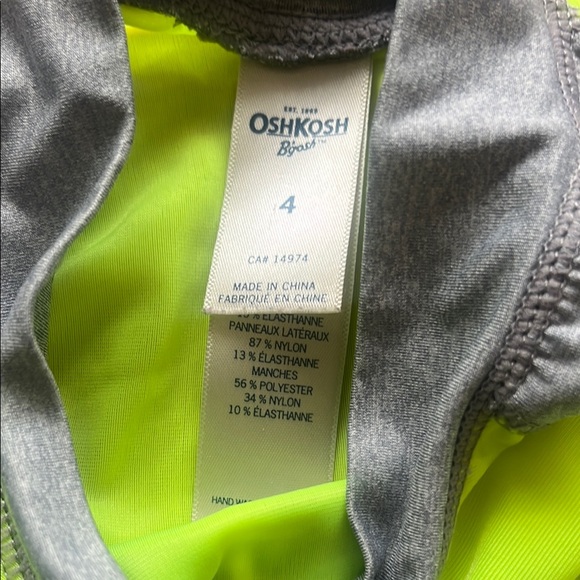 OshKosh B'gosh Kids Rashguard - Gray and Neon Yellow - Picture 2 of 5